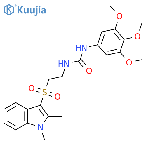 3-{2-(1,2-dimethyl-1H-indol-3-yl)sulfonylethyl}-1-(3,4,5-trimethoxyphenyl)urea structure
