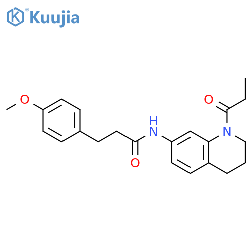 3-(4-methoxyphenyl)-N-(1-propanoyl-1,2,3,4-tetrahydroquinolin-7-yl)propanamide structure