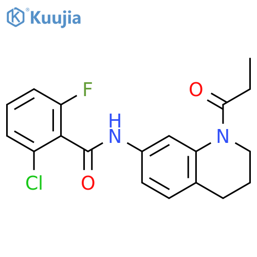 2-chloro-6-fluoro-N-(1-propanoyl-1,2,3,4-tetrahydroquinolin-7-yl)benzamide structure