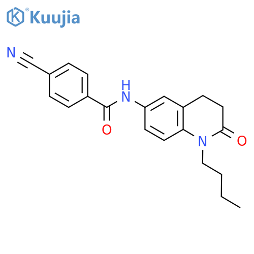 N-(1-butyl-2-oxo-1,2,3,4-tetrahydroquinolin-6-yl)-4-cyanobenzamide structure