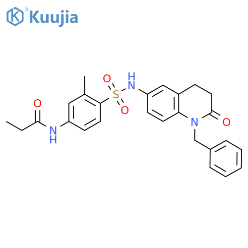 N-{4-(1-benzyl-2-oxo-1,2,3,4-tetrahydroquinolin-6-yl)sulfamoyl-3-methylphenyl}propanamide structure