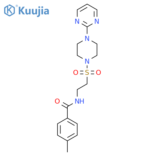 4-methyl-N-(2-{4-(pyrimidin-2-yl)piperazin-1-ylsulfonyl}ethyl)benzamide structure