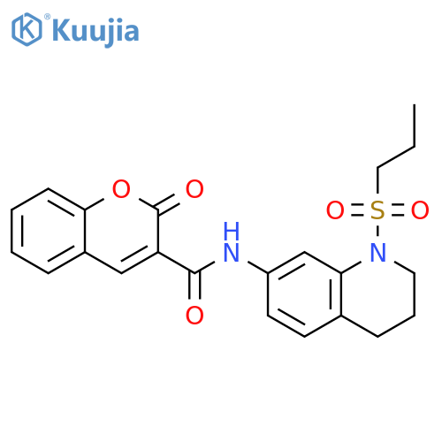 2-oxo-N-1-(propane-1-sulfonyl)-1,2,3,4-tetrahydroquinolin-7-yl-2H-chromene-3-carboxamide structure