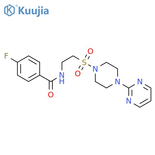 4-fluoro-N-(2-{4-(pyrimidin-2-yl)piperazin-1-ylsulfonyl}ethyl)benzamide structure