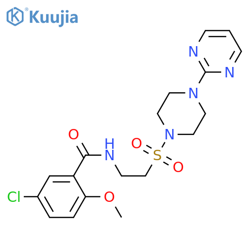 5-chloro-2-methoxy-N-(2-{4-(pyrimidin-2-yl)piperazin-1-ylsulfonyl}ethyl)benzamide structure