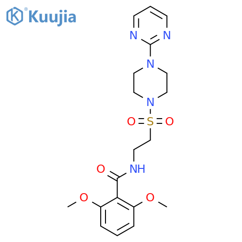2,6-dimethoxy-N-(2-{4-(pyrimidin-2-yl)piperazin-1-ylsulfonyl}ethyl)benzamide structure