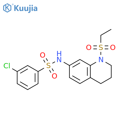 3-chloro-N-1-(ethanesulfonyl)-1,2,3,4-tetrahydroquinolin-7-ylbenzene-1-sulfonamide structure
