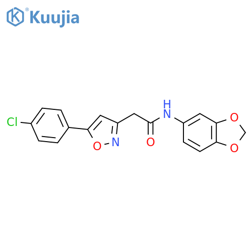 N-(2H-1,3-benzodioxol-5-yl)-2-5-(4-chlorophenyl)-1,2-oxazol-3-ylacetamide structure