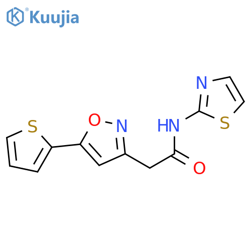 N-(1,3-thiazol-2-yl)-2-5-(thiophen-2-yl)-1,2-oxazol-3-ylacetamide structure