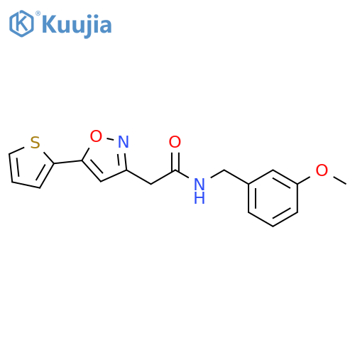 N-(3-methoxyphenyl)methyl-2-5-(thiophen-2-yl)-1,2-oxazol-3-ylacetamide structure