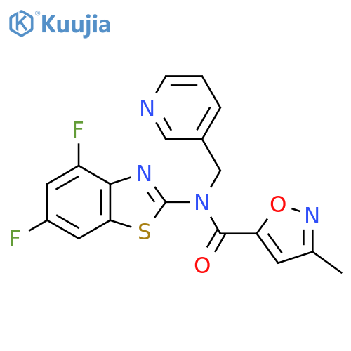 N-(4,6-difluoro-1,3-benzothiazol-2-yl)-3-methyl-N-(pyridin-3-yl)methyl-1,2-oxazole-5-carboxamide structure