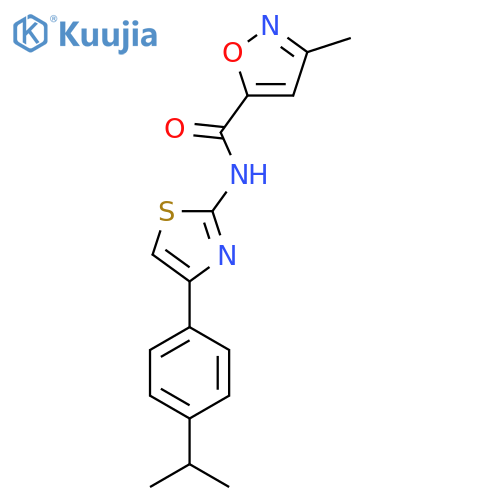 3-methyl-N-{4-4-(propan-2-yl)phenyl-1,3-thiazol-2-yl}-1,2-oxazole-5-carboxamide structure