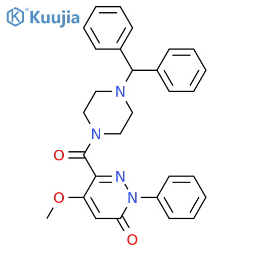 6-4-(diphenylmethyl)piperazine-1-carbonyl-5-methoxy-2-phenyl-2,3-dihydropyridazin-3-one structure