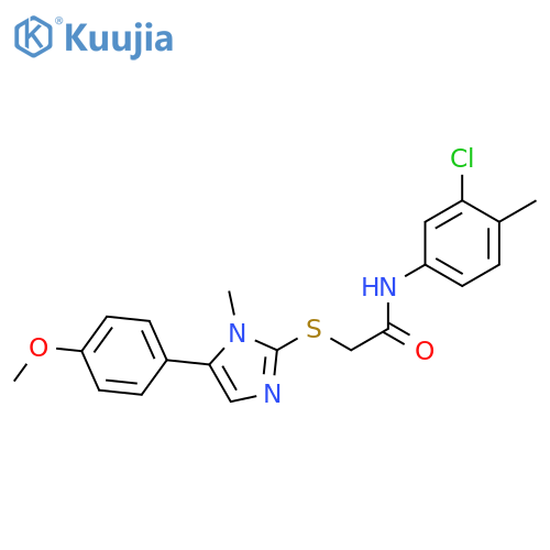 N-(3-chloro-4-methylphenyl)-2-{5-(4-methoxyphenyl)-1-methyl-1H-imidazol-2-ylsulfanyl}acetamide structure