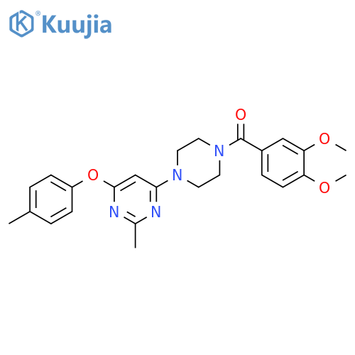 4-4-(3,4-dimethoxybenzoyl)piperazin-1-yl-2-methyl-6-(4-methylphenoxy)pyrimidine structure