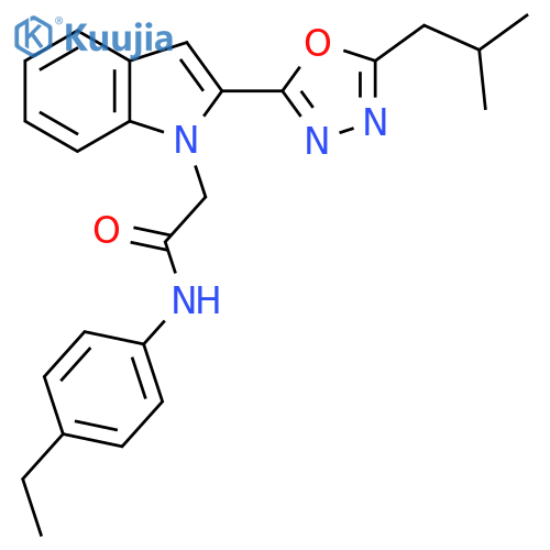 N-(4-ethylphenyl)-2-{2-5-(2-methylpropyl)-1,3,4-oxadiazol-2-yl-1H-indol-1-yl}acetamide structure
