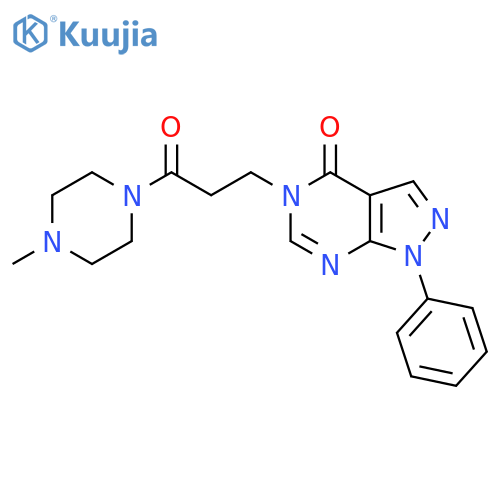 5-3-(4-methylpiperazin-1-yl)-3-oxopropyl-1-phenyl-1H,4H,5H-pyrazolo3,4-dpyrimidin-4-one structure