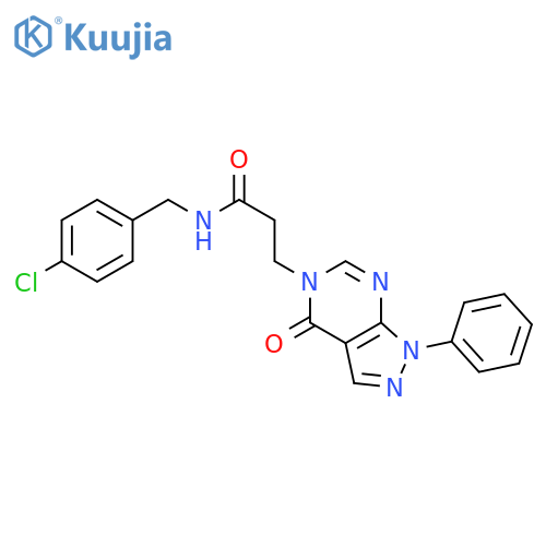 N-(4-chlorophenyl)methyl-3-{4-oxo-1-phenyl-1H,4H,5H-pyrazolo3,4-dpyrimidin-5-yl}propanamide structure