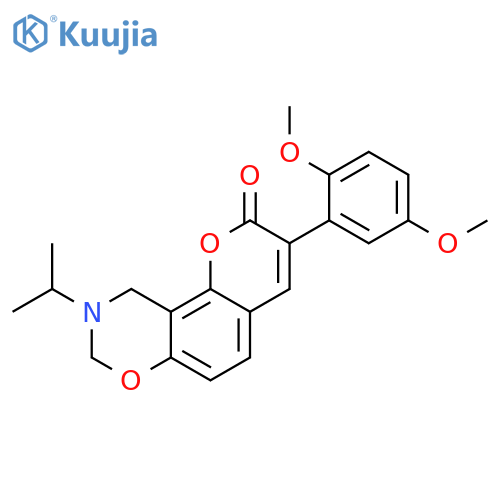 3-(2,5-dimethoxyphenyl)-9-(propan-2-yl)-2H,8H,9H,10H-chromeno8,7-e1,3oxazin-2-one structure
