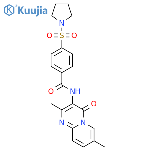 N-{2,7-dimethyl-4-oxo-4H-pyrido1,2-apyrimidin-3-yl}-4-(pyrrolidine-1-sulfonyl)benzamide structure
