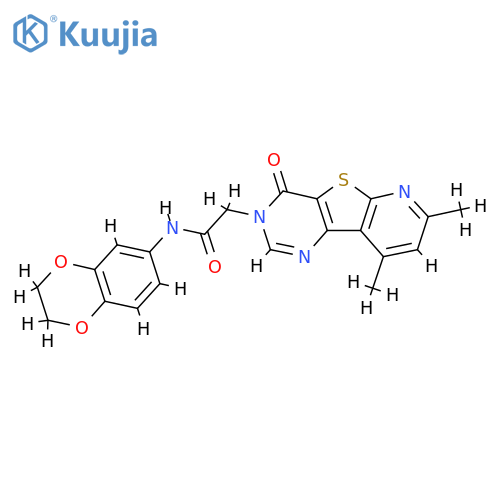 N-(2,3-dihydro-1,4-benzodioxin-6-yl)-2-{11,13-dimethyl-6-oxo-8-thia-3,5,10-triazatricyclo7.4.0.0^{2,7}trideca-1(9),2(7),3,10,12-pentaen-5-yl}acetamide structure