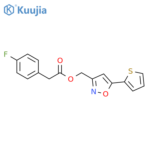5-(thiophen-2-yl)-1,2-oxazol-3-ylmethyl 2-(4-fluorophenyl)acetate structure