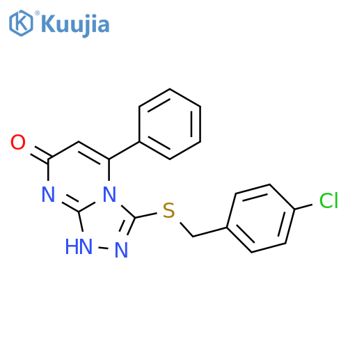 3-{(4-chlorophenyl)methylsulfanyl}-5-phenyl-7H,8H-1,2,4triazolo4,3-apyrimidin-7-one structure