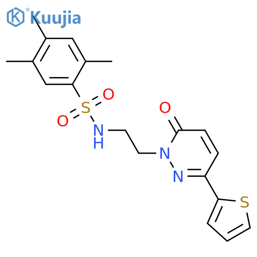 2,4,5-trimethyl-N-{2-6-oxo-3-(thiophen-2-yl)-1,6-dihydropyridazin-1-ylethyl}benzene-1-sulfonamide structure