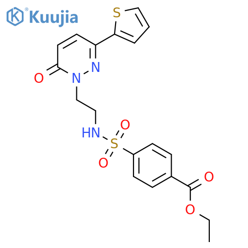 ethyl 4-({2-6-oxo-3-(thiophen-2-yl)-1,6-dihydropyridazin-1-ylethyl}sulfamoyl)benzoate structure