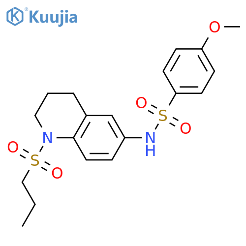 4-methoxy-N-1-(propane-1-sulfonyl)-1,2,3,4-tetrahydroquinolin-6-ylbenzene-1-sulfonamide structure
