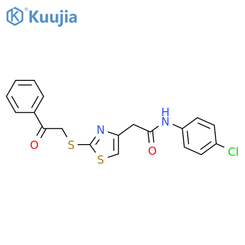 N-(4-chlorophenyl)-2-{2-(2-oxo-2-phenylethyl)sulfanyl-1,3-thiazol-4-yl}acetamide structure
