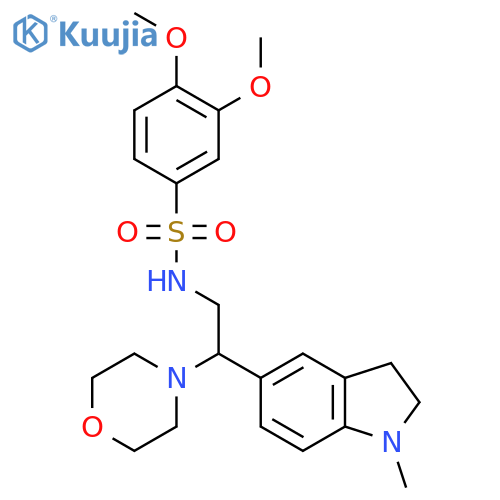 3,4-dimethoxy-N-2-(1-methyl-2,3-dihydro-1H-indol-5-yl)-2-(morpholin-4-yl)ethylbenzene-1-sulfonamide structure