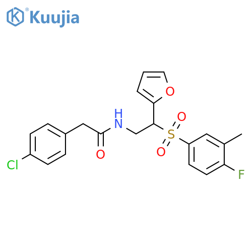 2-(4-chlorophenyl)-N-2-(4-fluoro-3-methylbenzenesulfonyl)-2-(furan-2-yl)ethylacetamide structure
