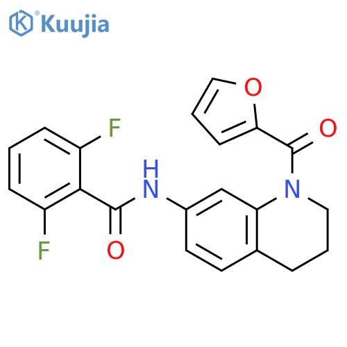 2,6-difluoro-N-1-(furan-2-carbonyl)-1,2,3,4-tetrahydroquinolin-7-ylbenzamide structure