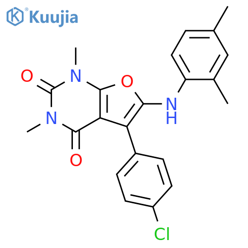 5-(4-chlorophenyl)-6-(2,4-dimethylphenyl)amino-1,3-dimethyl-1H,2H,3H,4H-furo2,3-dpyrimidine-2,4-dione structure
