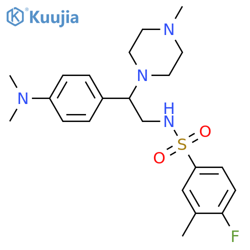 N-{2-4-(dimethylamino)phenyl-2-(4-methylpiperazin-1-yl)ethyl}-4-fluoro-3-methylbenzene-1-sulfonamide structure