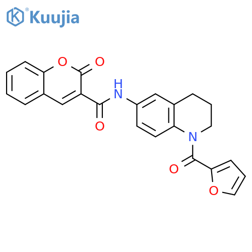 N-1-(furan-2-carbonyl)-1,2,3,4-tetrahydroquinolin-6-yl-2-oxo-2H-chromene-3-carboxamide structure
