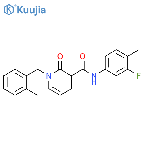 N-(3-fluoro-4-methylphenyl)-1-(2-methylphenyl)methyl-2-oxo-1,2-dihydropyridine-3-carboxamide structure