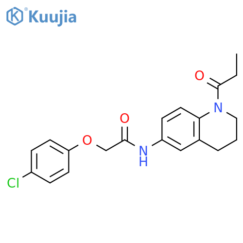 2-(4-chlorophenoxy)-N-(1-propanoyl-1,2,3,4-tetrahydroquinolin-6-yl)acetamide structure