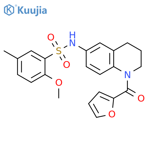N-1-(furan-2-carbonyl)-1,2,3,4-tetrahydroquinolin-6-yl-2-methoxy-5-methylbenzene-1-sulfonamide structure