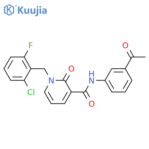 N-(3-acetylphenyl)-1-(2-chloro-6-fluorophenyl)methyl-2-oxo-1,2-dihydropyridine-3-carboxamide structure