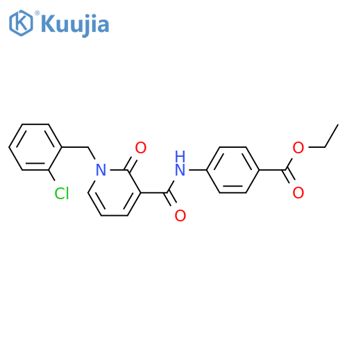 ethyl 4-{1-(2-chlorophenyl)methyl-2-oxo-1,2-dihydropyridine-3-amido}benzoate structure