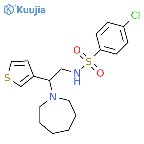 N-2-(azepan-1-yl)-2-(thiophen-3-yl)ethyl-4-chlorobenzene-1-sulfonamide structure