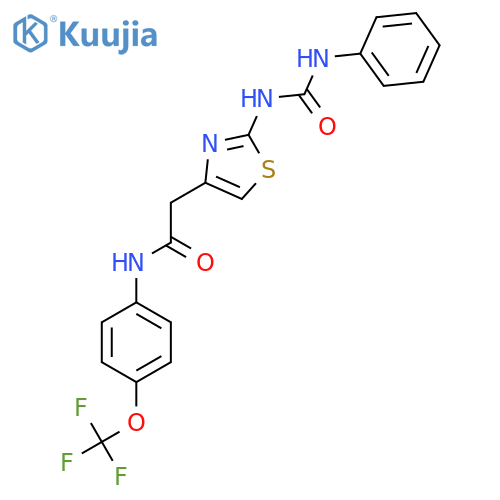 2-{2-(phenylcarbamoyl)amino-1,3-thiazol-4-yl}-N-4-(trifluoromethoxy)phenylacetamide structure