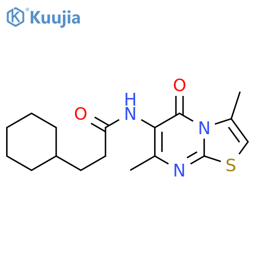 3-cyclohexyl-N-{3,7-dimethyl-5-oxo-5H-1,3thiazolo3,2-apyrimidin-6-yl}propanamide structure