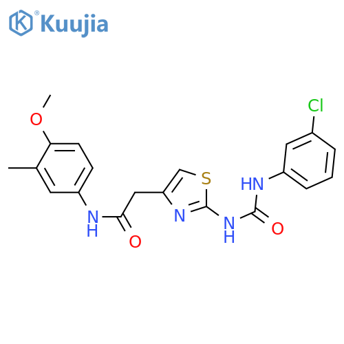 2-(2-{(3-chlorophenyl)carbamoylamino}-1,3-thiazol-4-yl)-N-(4-methoxy-3-methylphenyl)acetamide structure