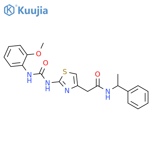 2-(2-{(2-methoxyphenyl)carbamoylamino}-1,3-thiazol-4-yl)-N-(1-phenylethyl)acetamide structure