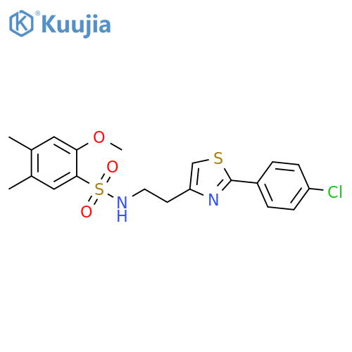 N-{2-2-(4-chlorophenyl)-1,3-thiazol-4-ylethyl}-2-methoxy-4,5-dimethylbenzene-1-sulfonamide structure
