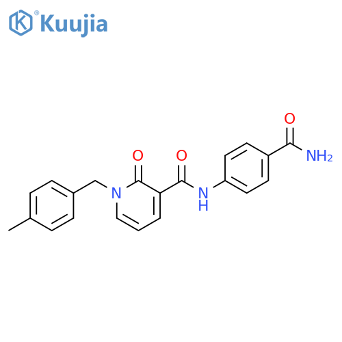 N-(4-carbamoylphenyl)-1-(4-methylphenyl)methyl-2-oxo-1,2-dihydropyridine-3-carboxamide structure