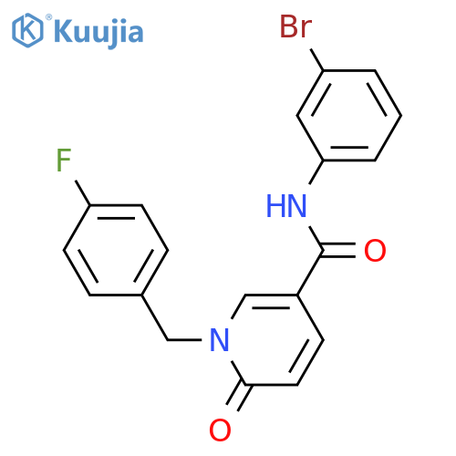 N-(3-bromophenyl)-1-(4-fluorophenyl)methyl-6-oxo-1,6-dihydropyridine-3-carboxamide structure